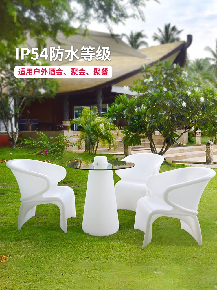 Luminous Bar  and Chair Combination Outdoor Balcony Leisure  Milk Tea Shop Cafe Creative Peak Bar  Tall