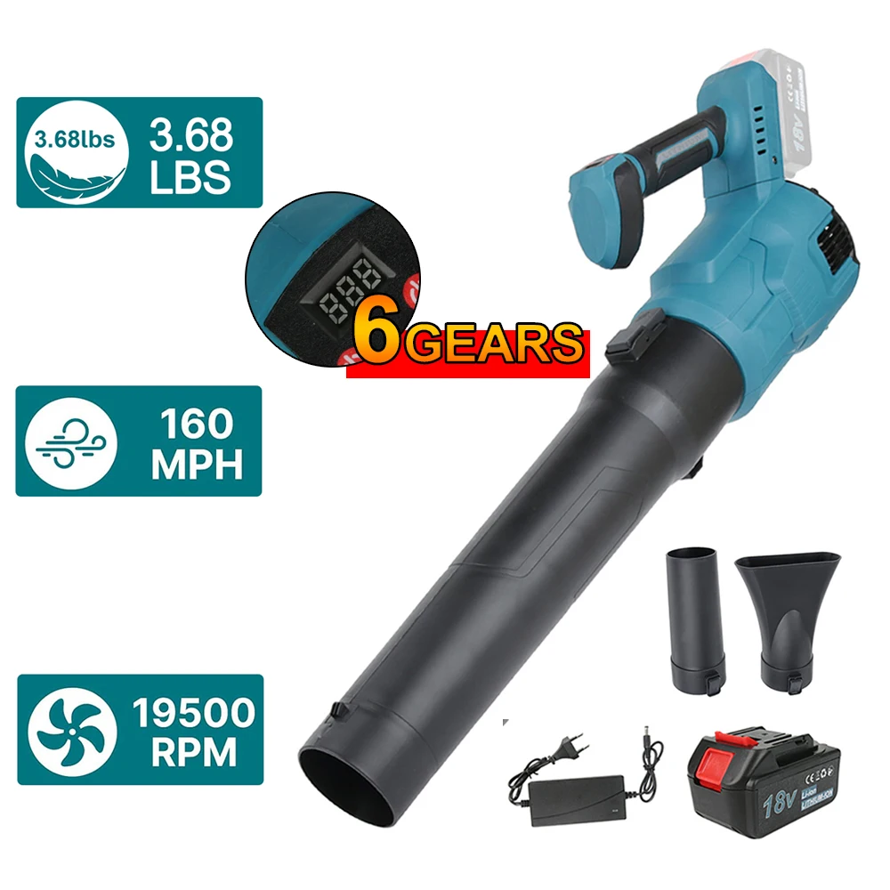 1500W 21V Cordless Electric Air Blower Handheld Brushless Motor Storm Blowers Leaf Snow Dust Blowing Blower Garden Cleaning