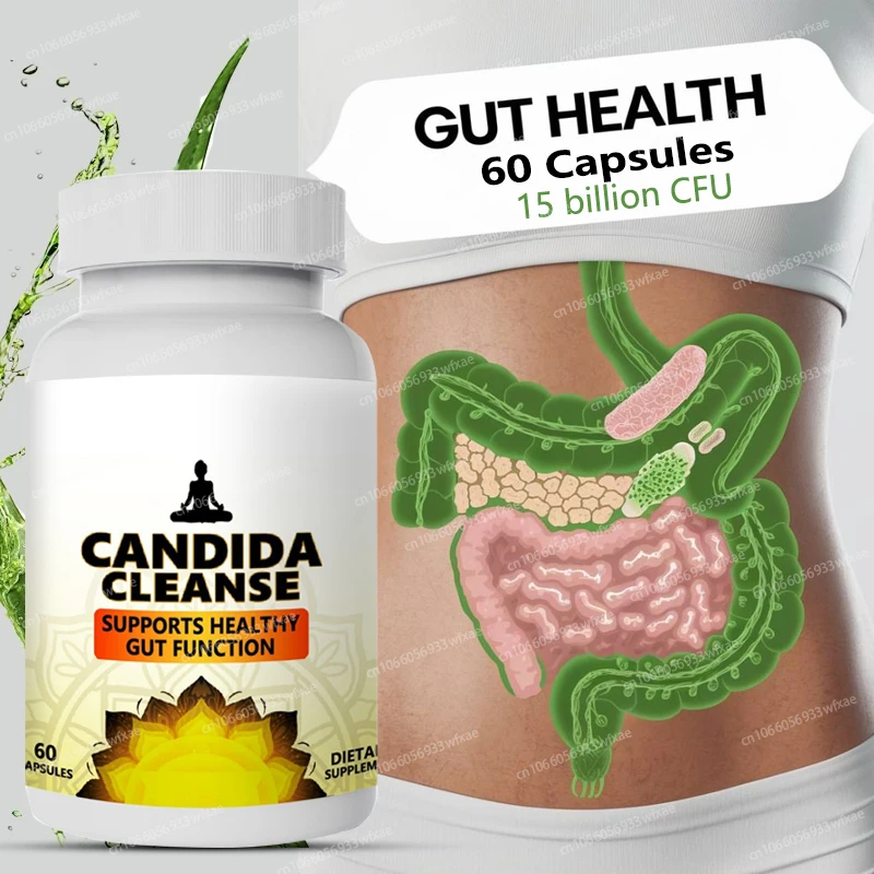 

60Capsules Candida Cleanse Capsules Gut and Colon Support Intestinal Detoxification Relieves Bloating
