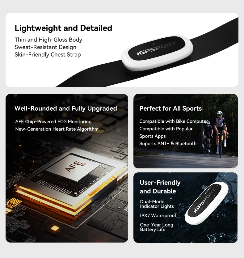 IGPSPORT HR50 Heart Rate Monitor Chest Strap ANT+ Bluetooth Waterproof Heart Rate Sensor For Garmin Bryton Magene Bike Computer