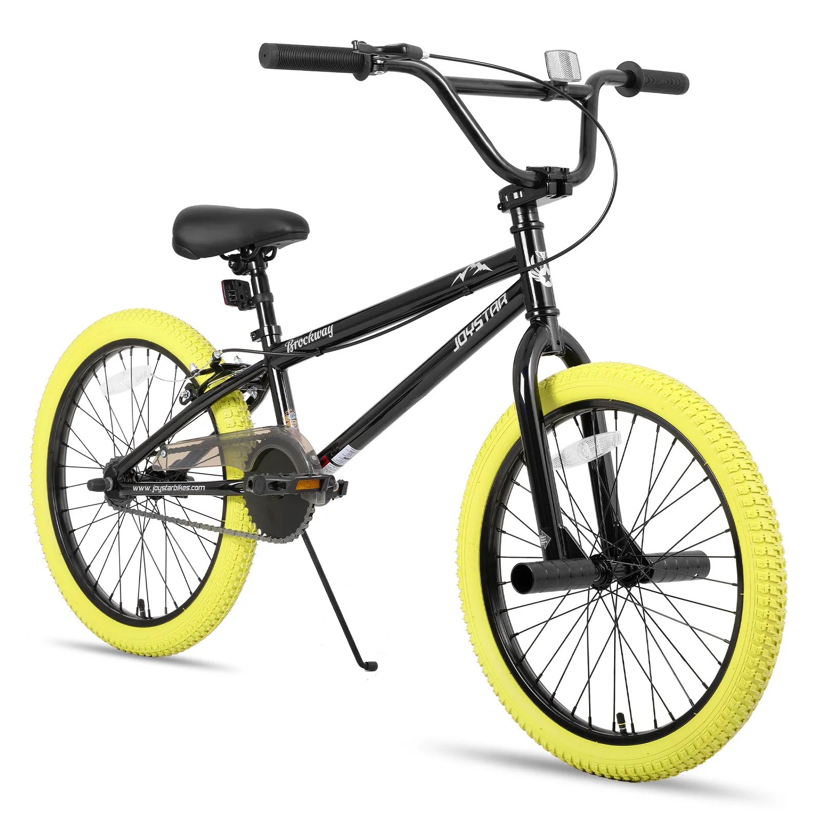 JOYSTAR Freestyle Kids BMX Bikes 20 "24" Bicicletas infantis para meninos e meninas de 6 a 14 anos e pilotos de nível iniciante 2 estacas, amarelo