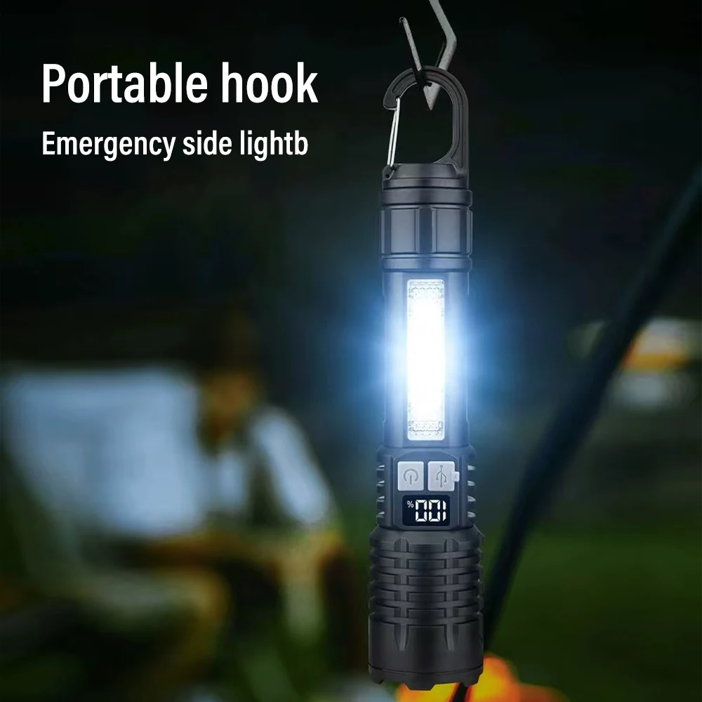 C5 Five Lighting Modes Rechargeable LED Hands-Free Flashlight Portable Flashlight with Telescopic Zoom and Power Indicator Light