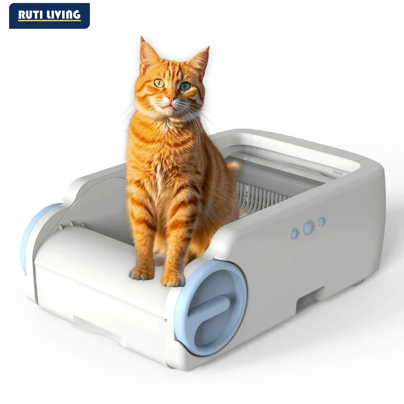 RUTI Automatic Self-Cleaning Cat Litter Box - Smart WiFi-Enabled Pet Toilet with Anti-Splash Design & Odor Control