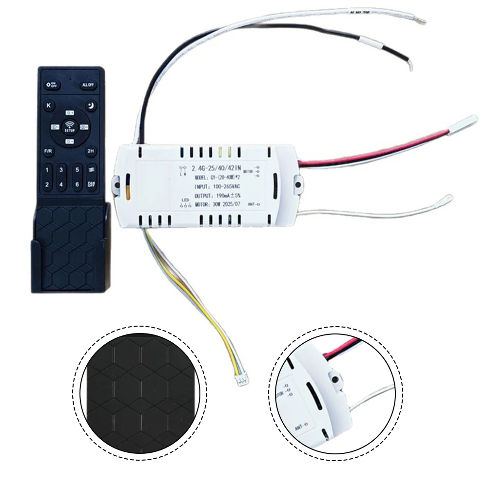 Invisible Fan Light Remote Control With Receiver, DC Stepless Dimmer For Ceiling Fans, 100-265V Input, 24V Output