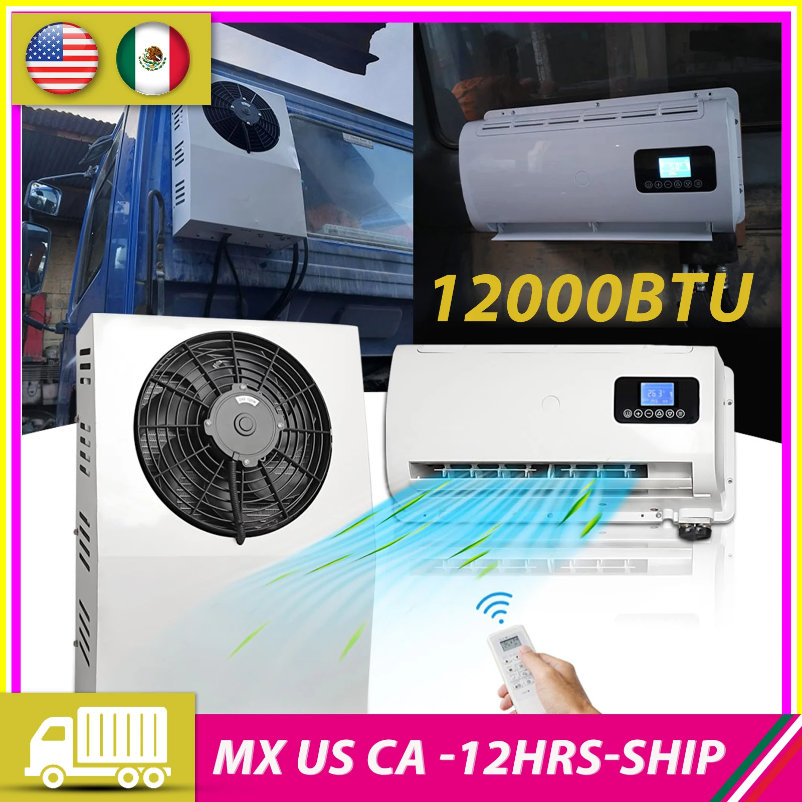 

Treeligo 24V Truck Air Conditioner Parking Cooler AC Kit 12V Electric Tractor Cab Split for Truck Camper Van Caravans Motor home