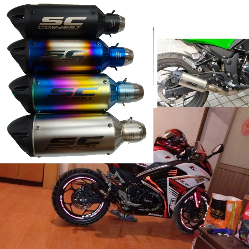 

51 мм выхлопная труба мотоцикла, универсальная прямая труба SC, глушитель из нержавеющей стали для Z800 Z900 Z1000 R3 CBR600 S1000RR MT07 MT09