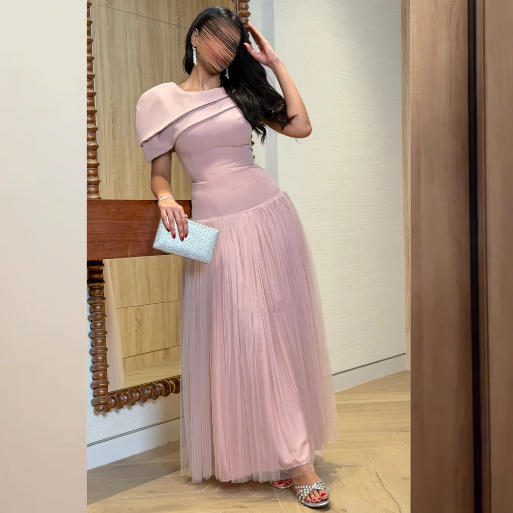 

Customized Formal Jersey Pleat A-line Square Neck Long Dresses Bespoke Occasion Evening Modern Style Classic