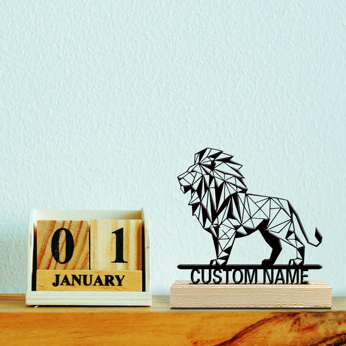 1pc Interesting Metal Desktop Decoration Custom Name Equipped with A Wooden Base Room Decorations, Bar Counter Decorations