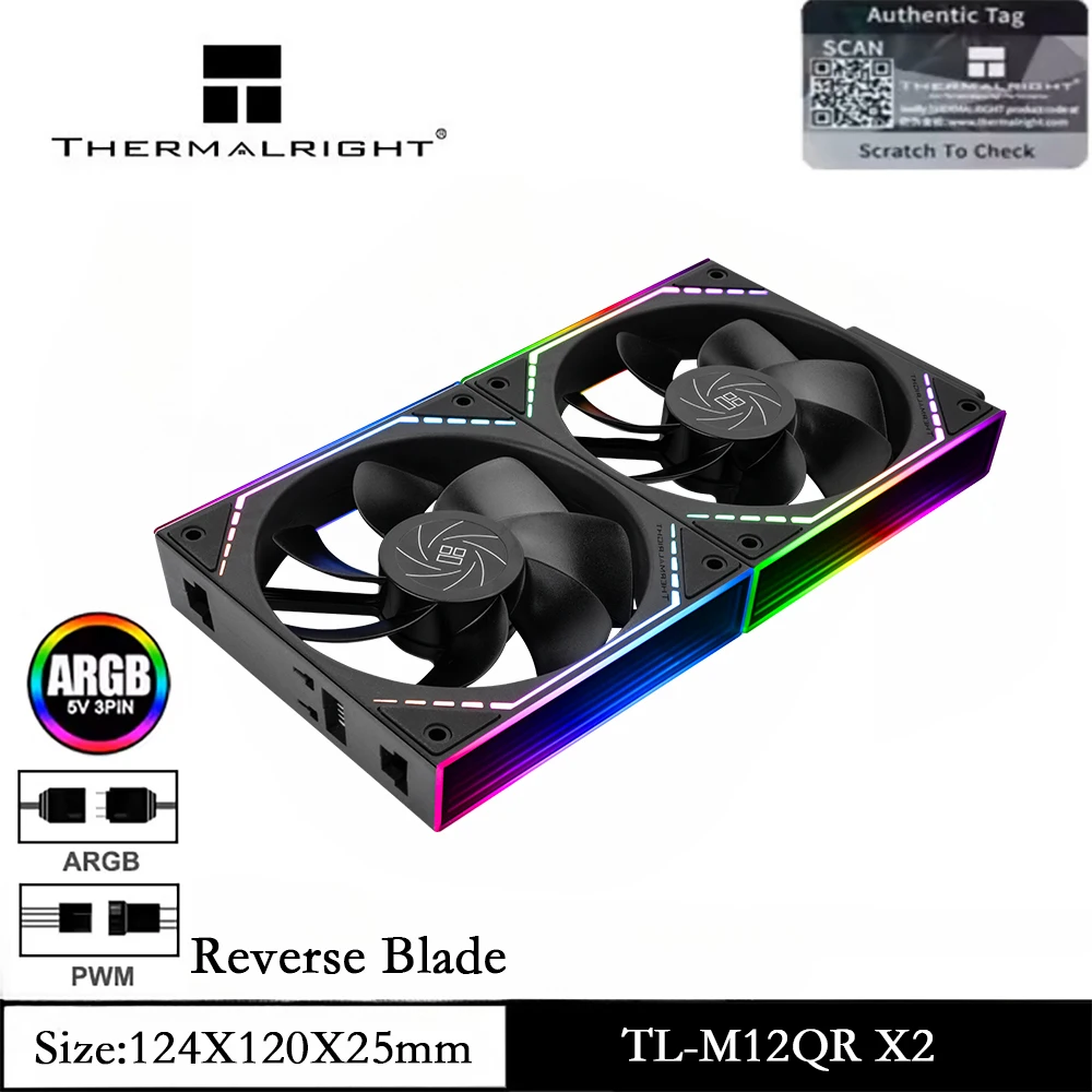 

Thermalright TL-M12QR X2 120mm PC Case Fan, Infinity Mirror, Reverse Blade, Daisy Chain, ARGB/PWM/Quiet