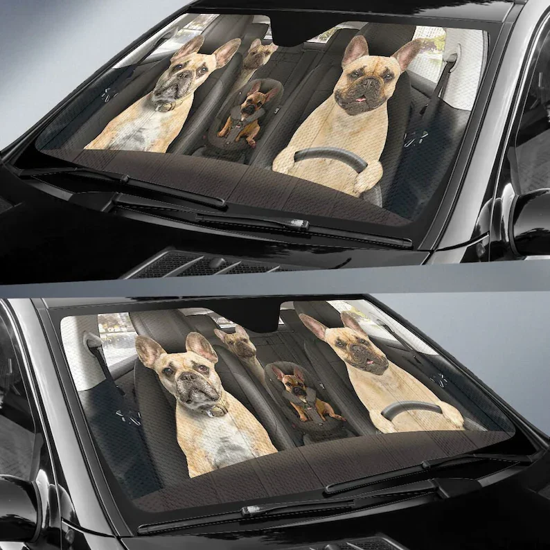 French Bulldog Auto Sun Shade 54 Car Accessories, Windshield Sunshade, Custom Animal Pattern Sunshade,STYLE FOR CAR