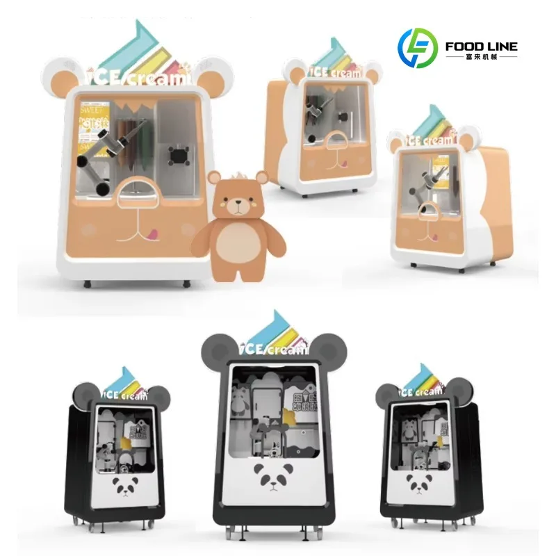 2026 New FL Customized  High-tech Automatic Ice Cream Vending Kiosk With Robot Arm Booth in Tourist Attractions Schools Airports