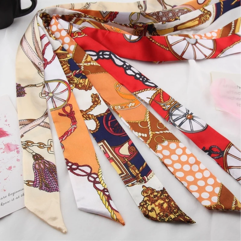 

Versatile bag scarf, long small silk scarf for bag tying, bow hairband, ribbon, gift box, souvenir tie