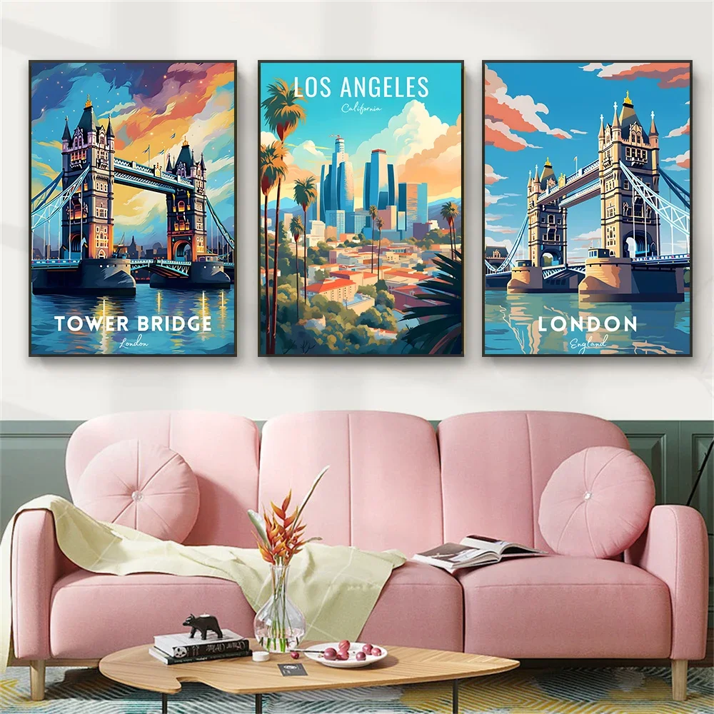 لشبونة جدار الفن السفر طباعة الطبيعة المشهد البرتغال المشارك الملونة مدينة جدار الفن Elétricos de Lisboa قماش اللوحة ديكور