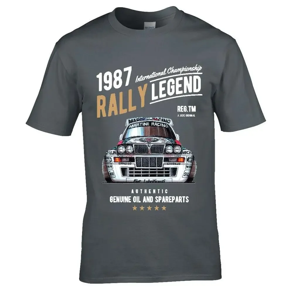 Rally Legend Motif With 1987 Lancia Delta Integrale Hf Car Men 2019 Summer Brand Cotton  Hip Hop Fitness Clothing Men T Shirt