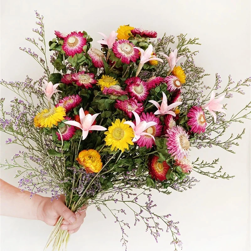 

Настоящий натуральный букет из сушеных цветов, ромашка, красочная хризантема, домашний декор, смешанный и сочетающийся букет из сушеных цветов