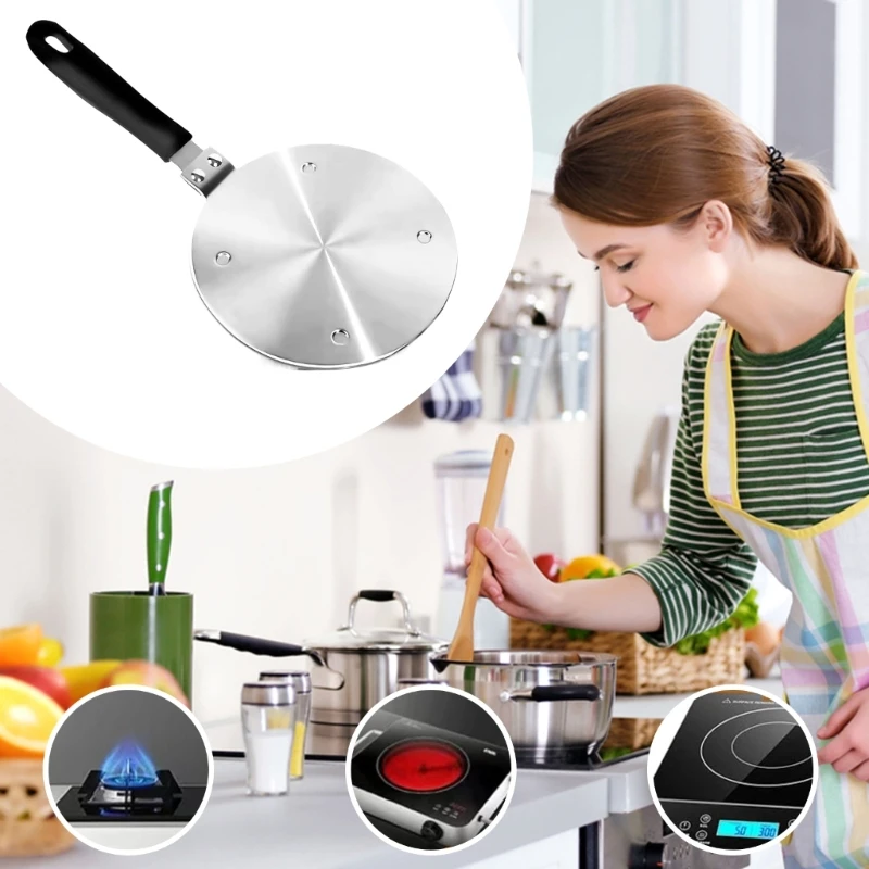 Stainless Steel Induction Adapter with Detachable Handle Cooking Tool Induction Heat Distributor Plate for Cooking Drop Shipping