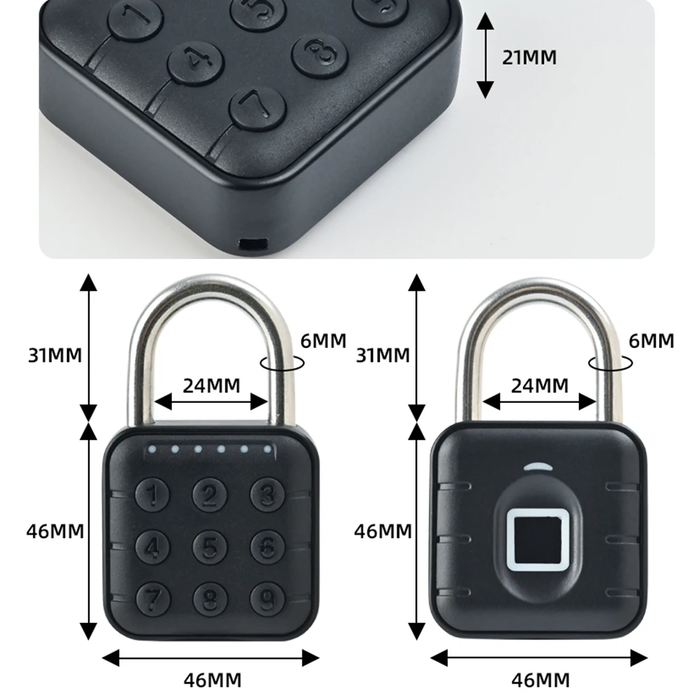 Keyless Fingerprint Lock with Tuya APP Smart Padlock Waterproof Door Lock 0.2sec Unlock Portable Anti-theft Padlock for Offices