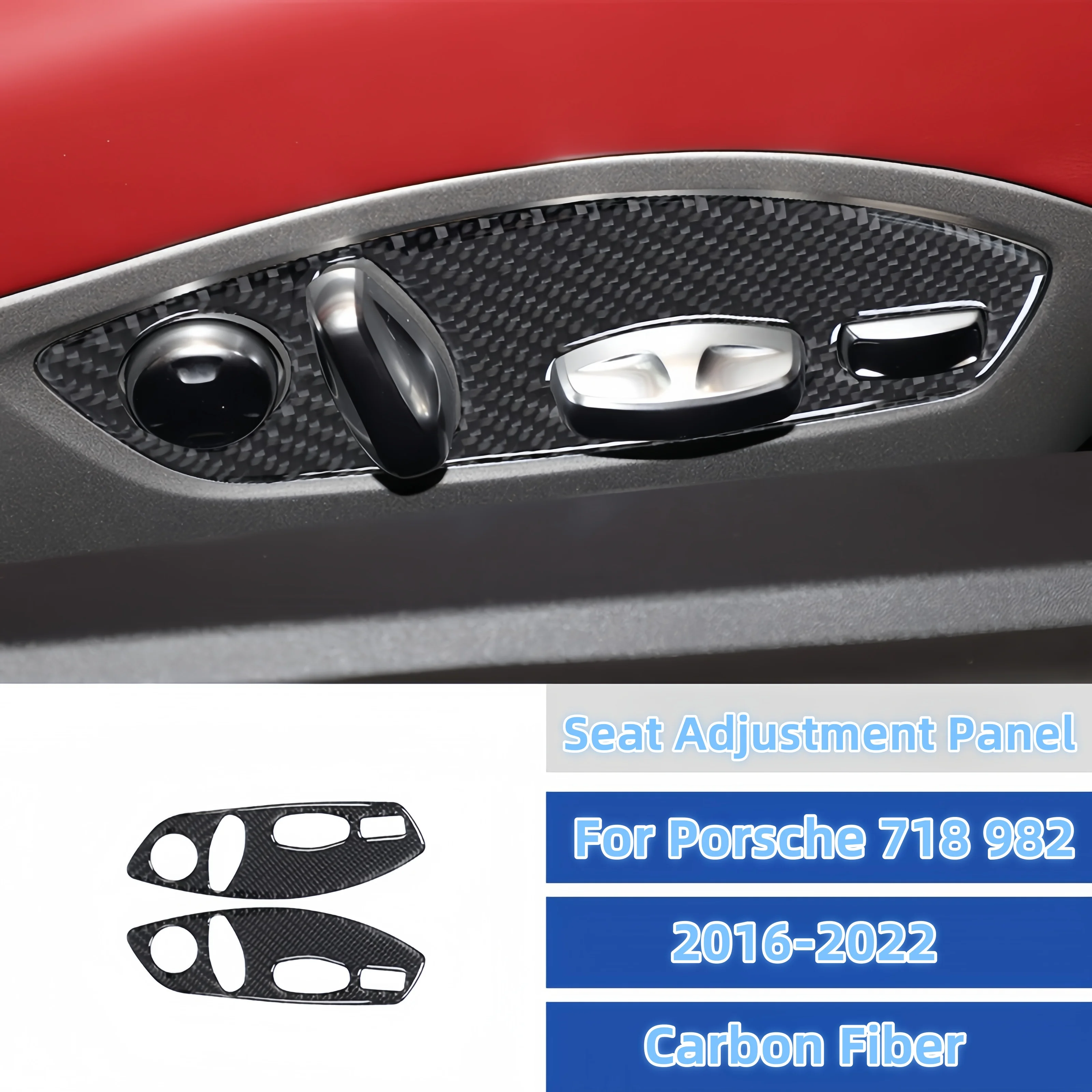 

Для Porsche 718 982 Boxster Cayman 16-22 углеродное волокно, кнопка регулировки автомобильного сиденья, накладка, декоративная наклейка, аксессуары