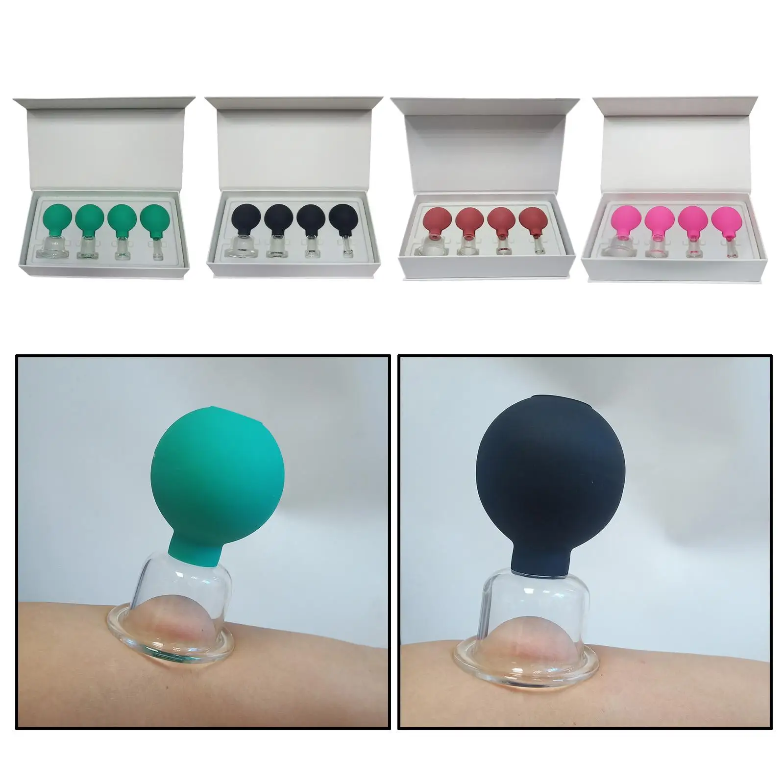 4 Pieces Glass Cupping Set for and Body - Facial Cups, Circulation and Expel the Cold and Dampness