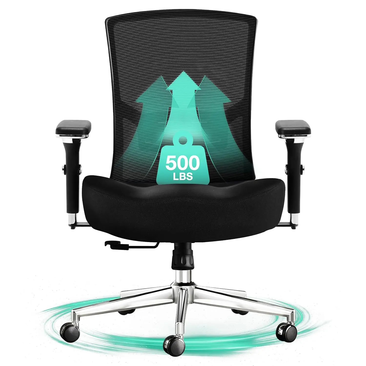 Oversize Ergonomic Mesh Office Chair 500lbs, Heavy Duty High Back Wide Seat, Adjustable Lumbar Support, 4D Armrests, Customized