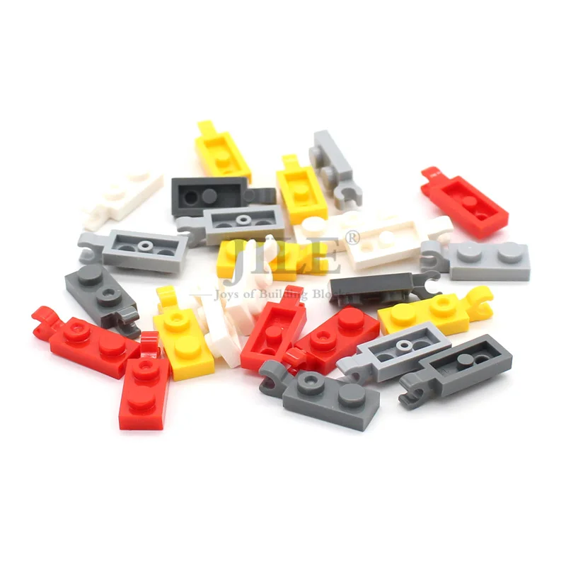 

50pcs Moc Plate Modified 1x2 with Clip on End Horizontal Grip 63868 DIY Building Blocks Bricks Build Compatible Assembles Parts