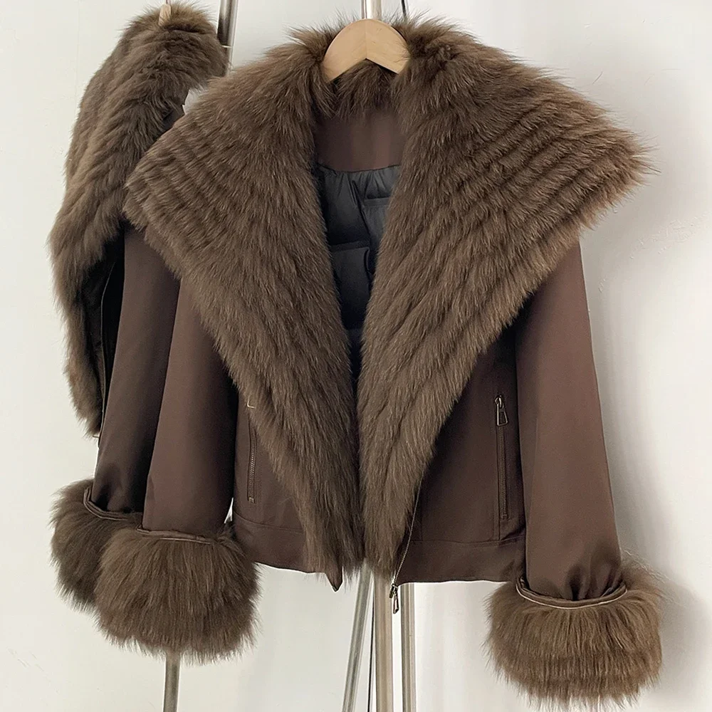 OFTBUY 2026 Neue Winter-Daunenjacke für Damen mit Echtem Fuchspelzkragen, Warme Pufferjacke mit Pelzmanschetten, Lässiger Mantel, Oberbekleidung – Detail 8