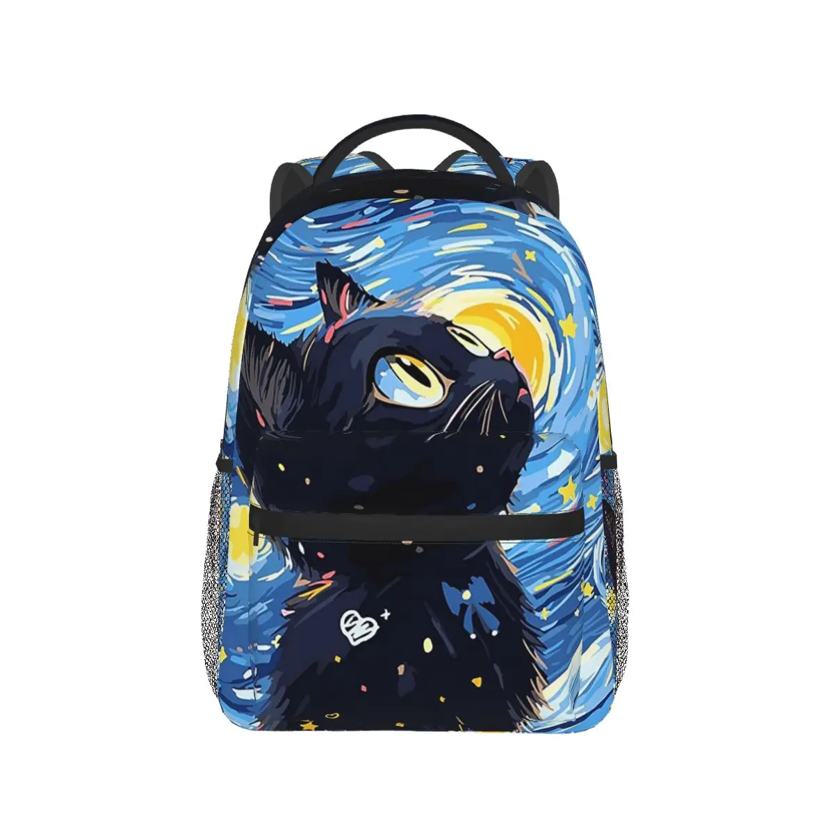 Black Cat Looking Up At The Starry Sky Backpack Hot Sale Daypack Large Capacity Kids BookBag School Bag Shoulder Bags for Unisex