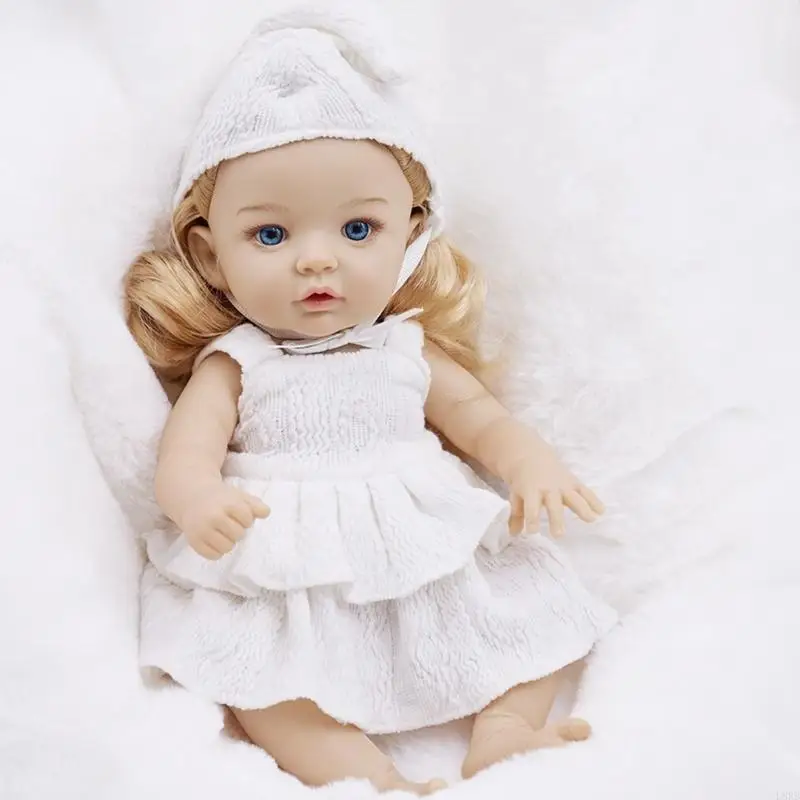 Realistic Vinyls Baby Girl Doll 12inch with Hat Dress for Kids Play Realistic Baby New Borns Asleep Toy Soft L8RB