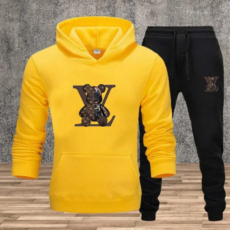 

Men's Printed Casual Hooded Sweatshirt 2-piece Set, Fitness Sportswear Set, Men's Street Jogging Sportswear Set New Style 2025