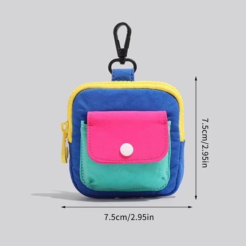 Multifunctional Portable Durable Zipper Coin Purse Contrast Color Earphone Bag Keyring Wallet for Daily Use And Decoration Gift