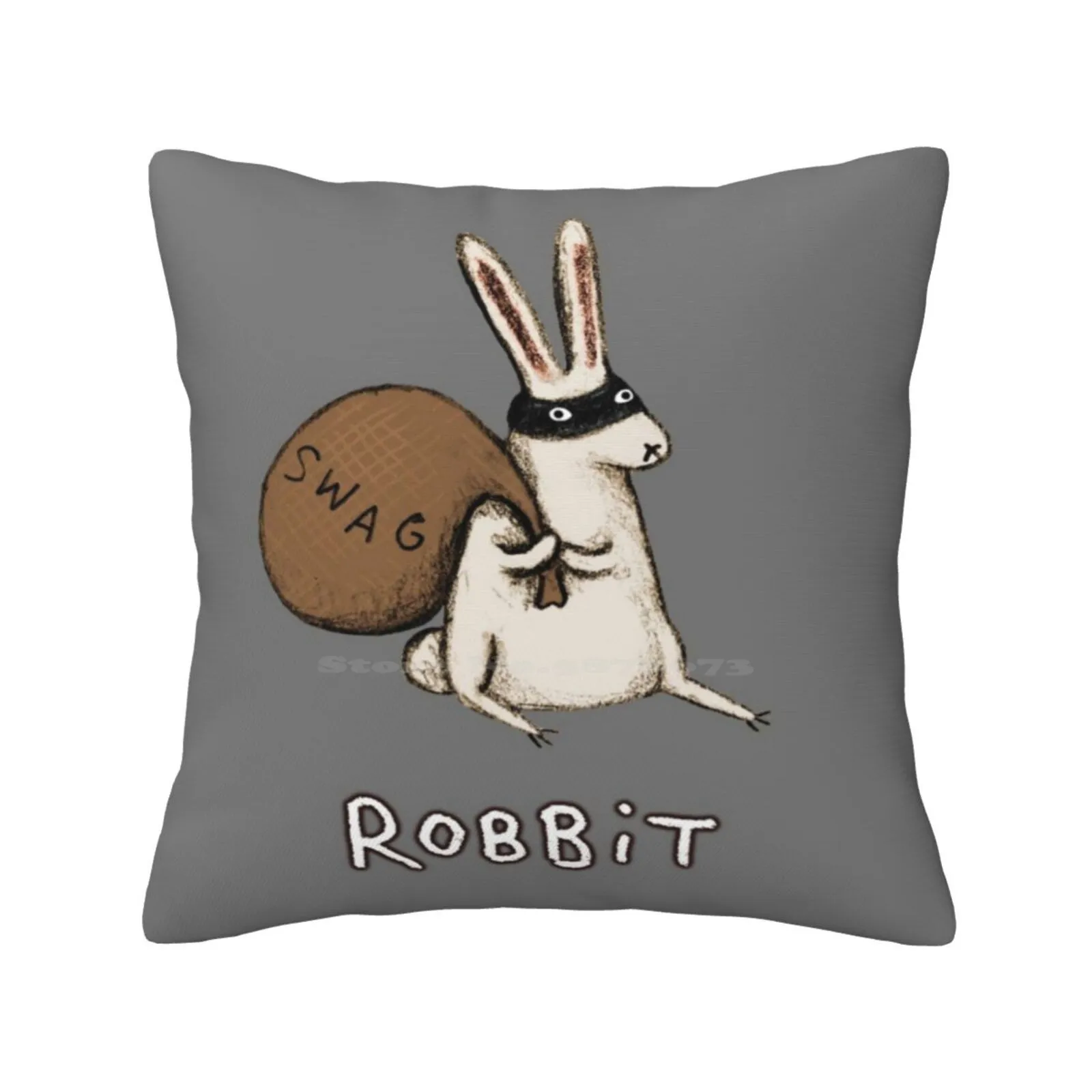 Robbit Home Sofa Car Waist Throw Pillowcase Robbit Rabbit Steal Borrow Swag Burglar Criminal Convict Naughty Illegal Animal Pet