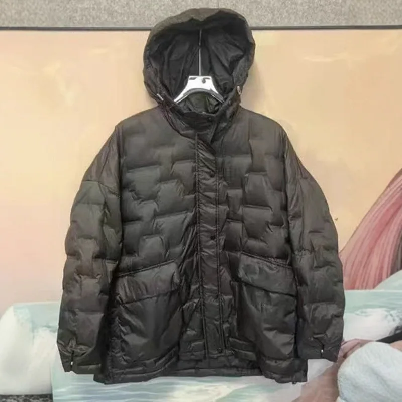 European Winter New Women's Down Jacket Loose Hooded Commuter Coat