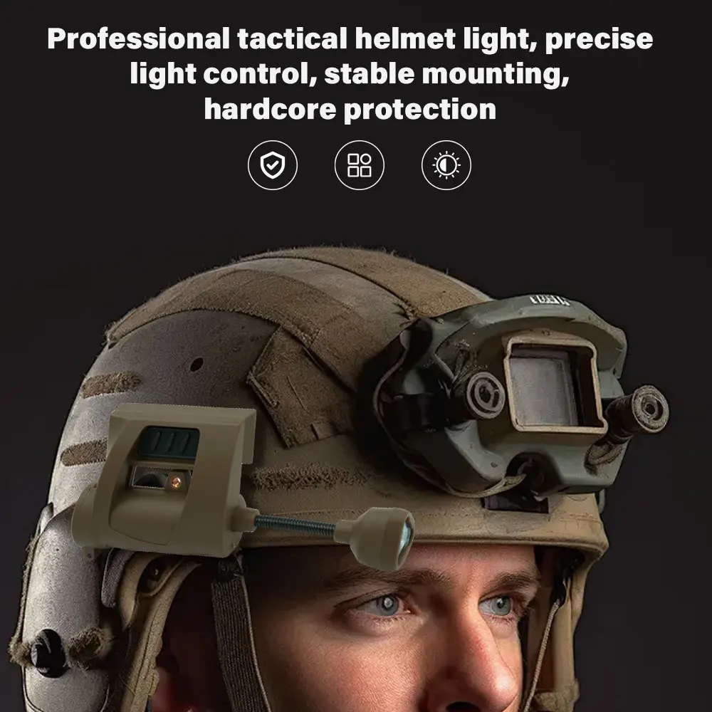 Taktische Helmleuchte, 3 Modi, LED-Taschenlampe, Helmlampe für Outdoor-Nachtbeleuchtung, Laser, Jagd, Militär, Radfahren, Angeln – Detail 26