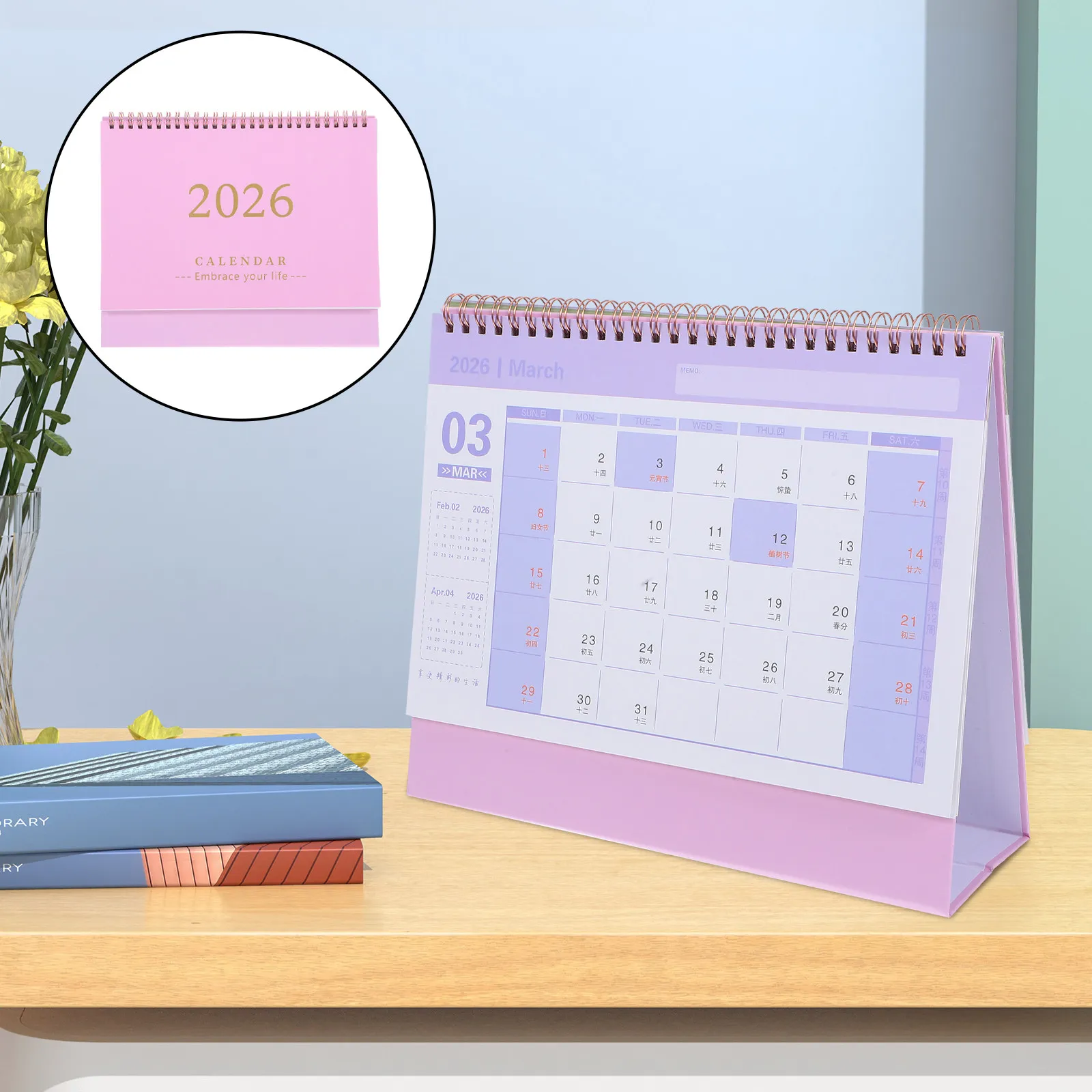 

2026 Desk Calendar Minimalist Green Stand Up Monthly Planner Small Space Saving Organizer for Office Home Desk Calendar