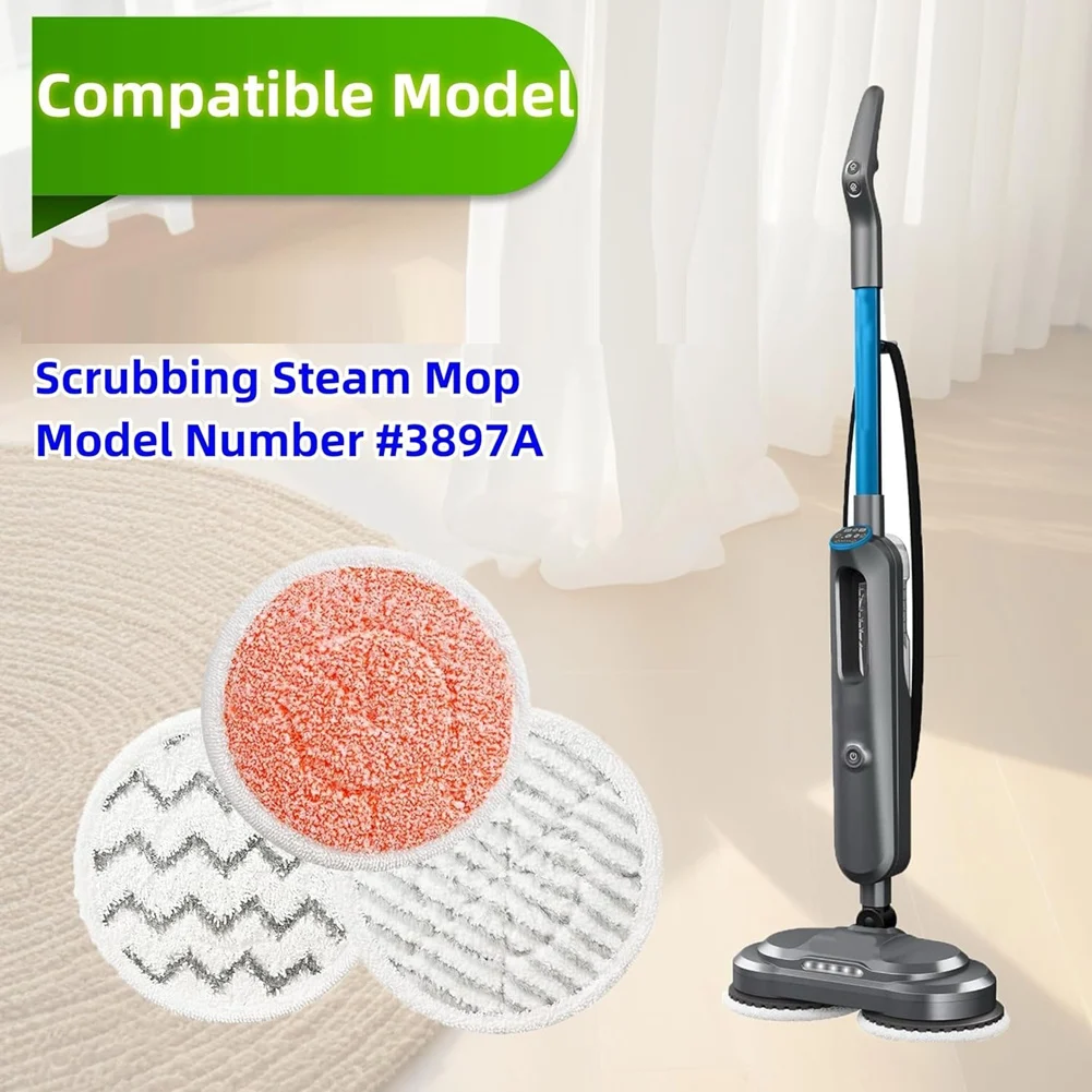 A76G-6-Pack 3897A 3712 tampons de vadrouille pour tampons de remplacement Bissell Spinwave Smartsteam, vadrouille à vapeur à récurer 3712W, modèle No 1641112