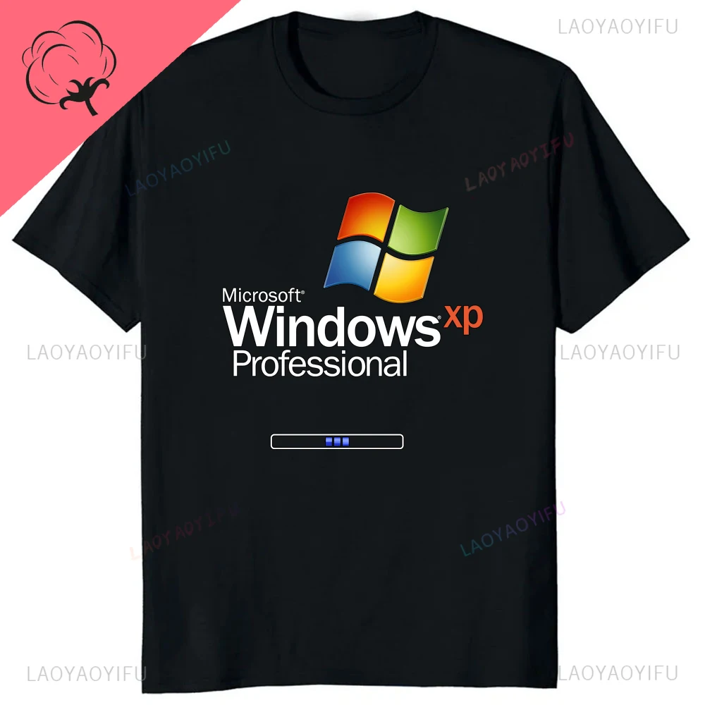 Windows XP Professional LOGO Printed Tshirt Casual Fahsion Loose Comfort Breathe Cotton T Shirt Hipster Summer Style Man T-shirt