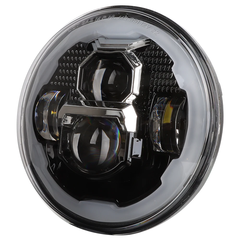 Angel Eyes Halo 7 Inch LED Headlight with DOT and Emark Approval Compatible with Jeep JK for Defender 90/110