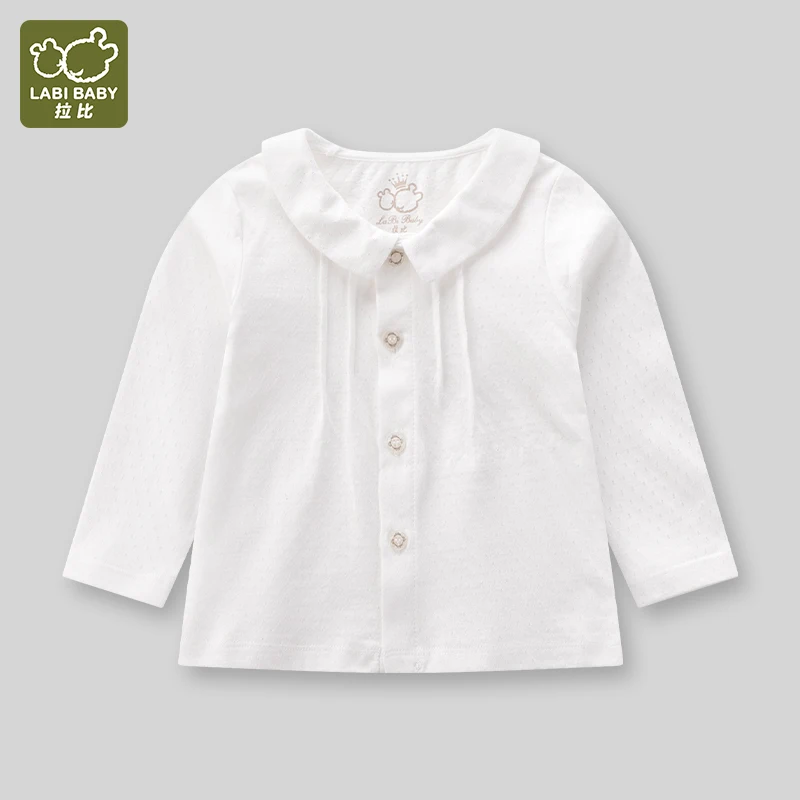 LABI BABY Girls Sweet Blouse Infant White Top Toddler T Shirt Long Sleeve Fall Spring Doll Collar Shirts School Graduation Suit