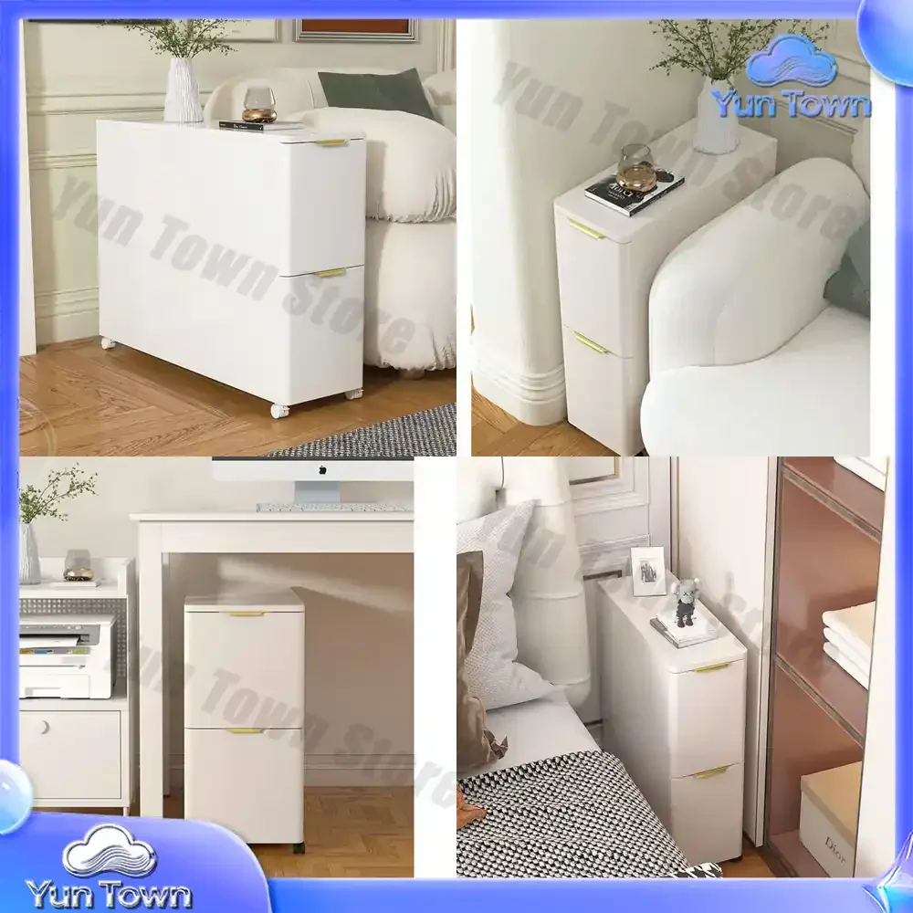 Compact Bedside Table for Small Spaces Living Room Side Table for Sofa Narrow Gap Storage Cabinet Portable Luxury End Table