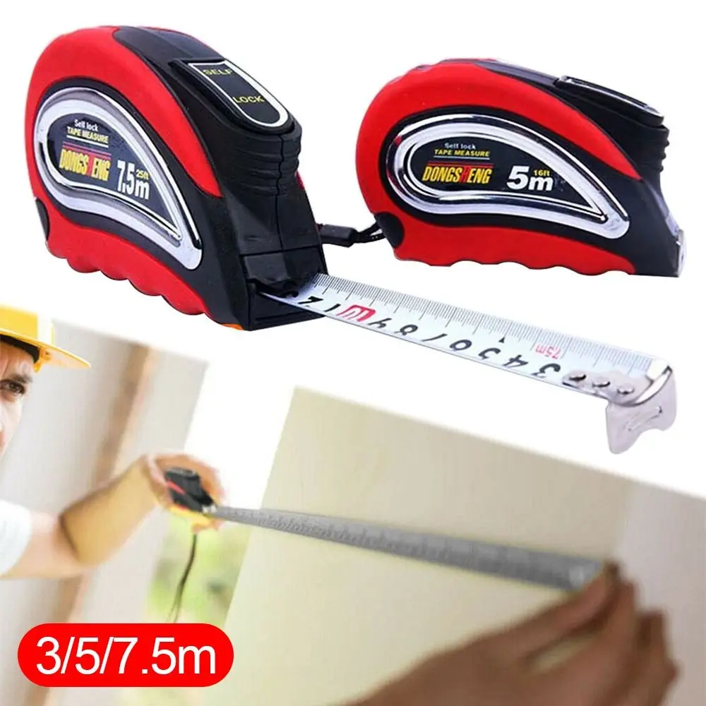Fita métrica de aço portátil com trava automática, polegada, fita métrica, fita métrica de aço, 3/5/7,5 m