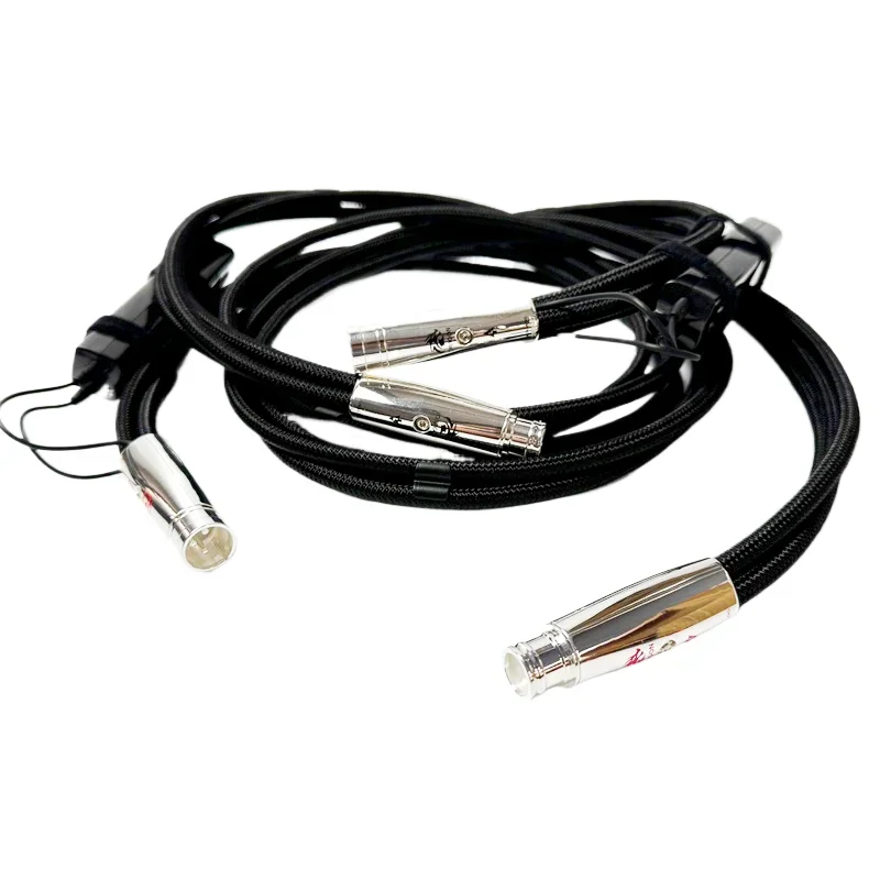 Dragon XLR Cable Pure Silver Solid Conductor Balanced Cable 2Male Plug To 2Female Plug HiFi Amplifier XLR Balanced Cable