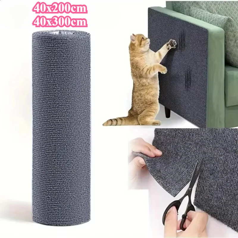 Self-Adhesive Cat Scratch Mat Durable Sisal Furniture Protector DIY Customizable Cat Scratching Pad for Couch Sofa Protection