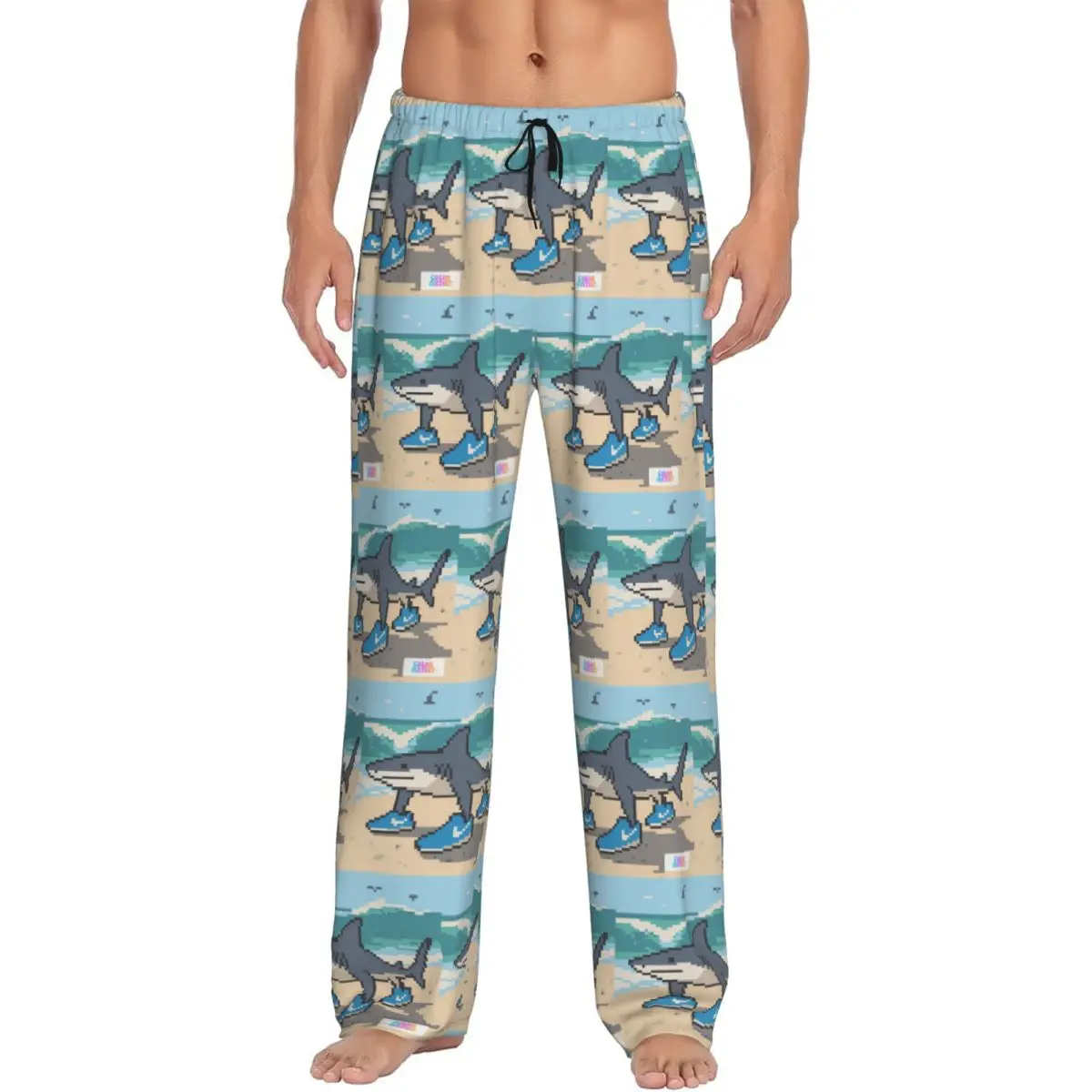 Custom Tralalero Tralala Funny Shark Meme Italian Brainrot Pajama Pants Men Sleepwear Sleep Lounge Bottoms with Pockets