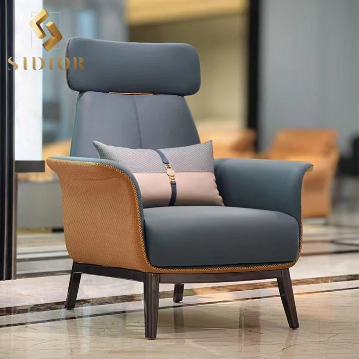 

High End Modern Villa Hotel Coffee Shop Apartment Recliner Leisure Accent Living Room Chair with Ottoman