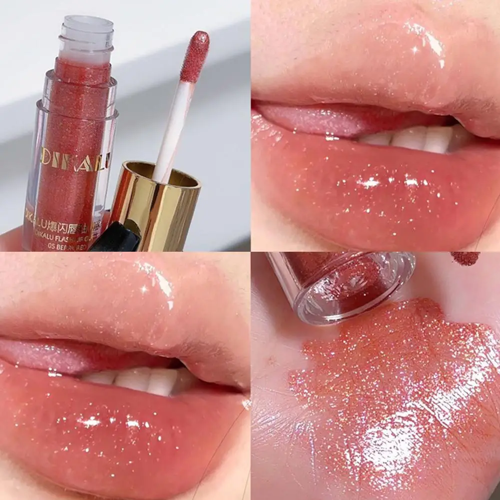 Brillo de labios brillante de diamante, lápiz labial coreano, Cosméticos Sexy, perla, maquillaje impermeable, Li L7I1