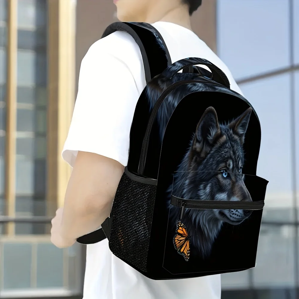 One Grey Wolf Backpack Stylish And Fashionable Perfect for School Travel And Everyday Use for Teenager For Teenager