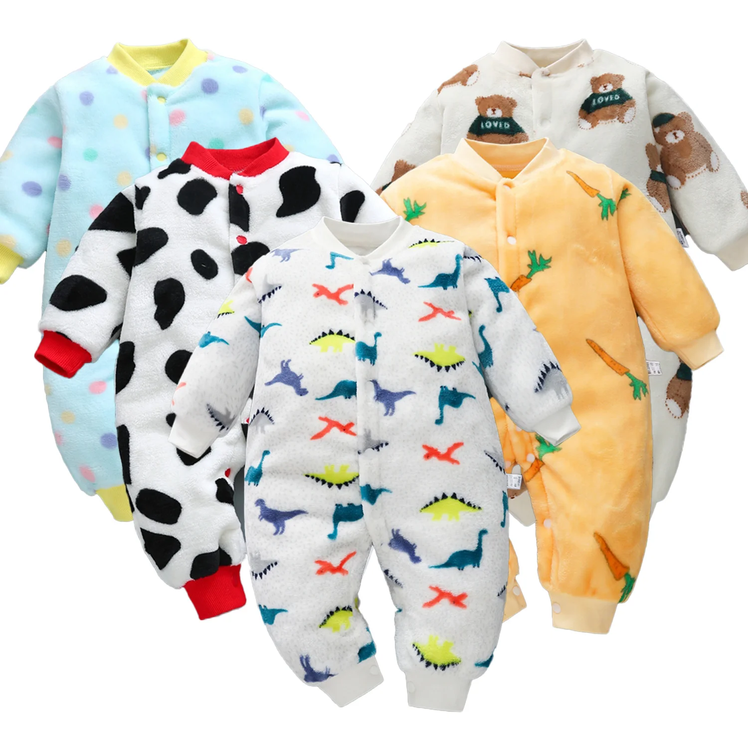 Thick Flannel Onesies Toddles Warm One Piece Jumpsuits Soft Flannel Bebe Romper Baby Spring Autumn Winter Clothes 0-18 Months