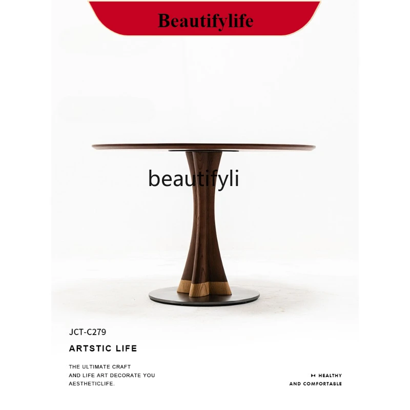 

G1218 Modern Retro Solid Wood Simple Dining Table Nordic Round Table for Home Use in Small Apartments