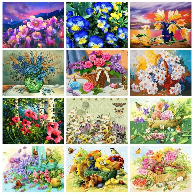 

CHENISTORY 20x30cm Painting By Numbers Diy Crafts Colorful Flowers Coloring On Number Home Decors For Adults Kids Handmade