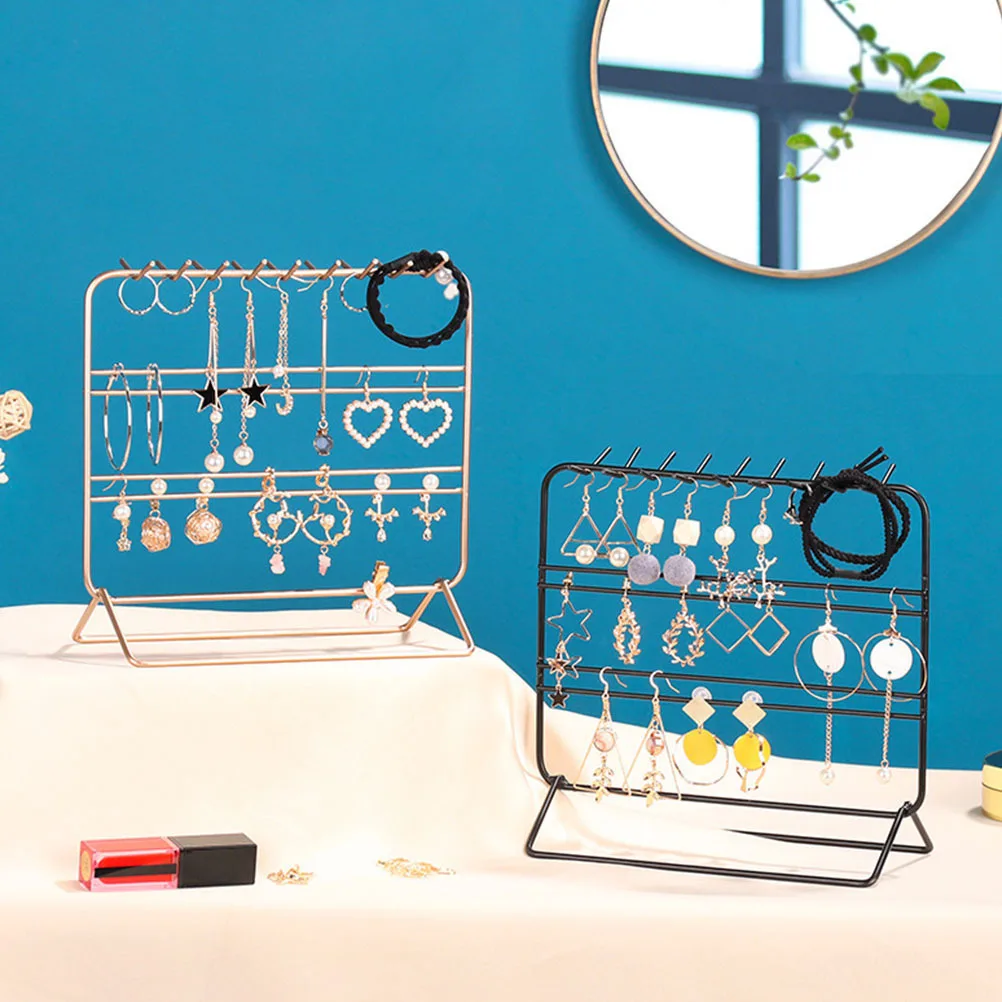 Household Jewelry Rack Decorative Earring Display Rack Large Capacity Wrought Iron Jewelry Storage Tray Desktop Ornament